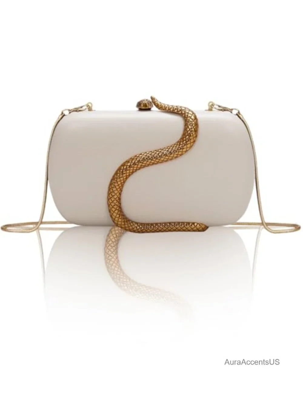 Vintage PU Leather Evening Clutch Purse with Detachable Chain - Crossbody